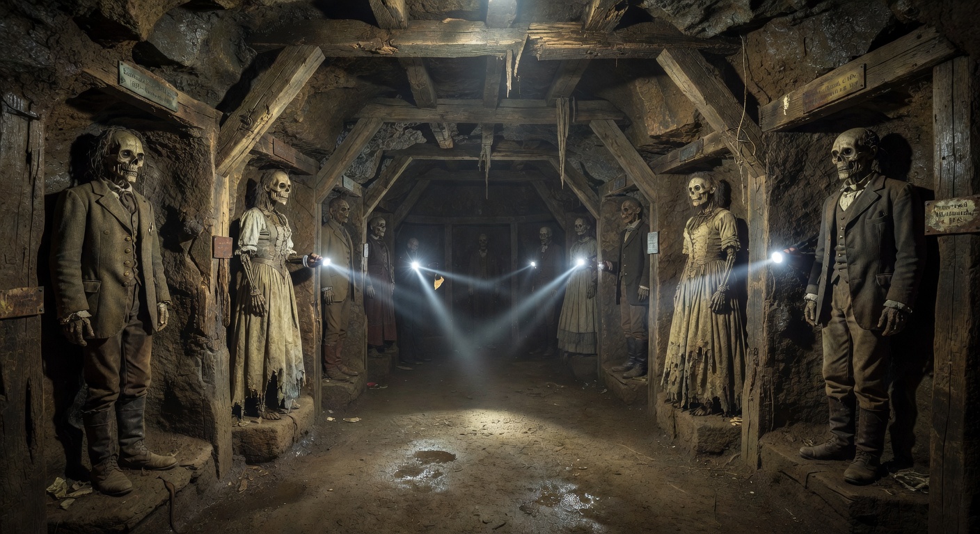 The hidden cavern with its preserved bodies in wall alcoves
