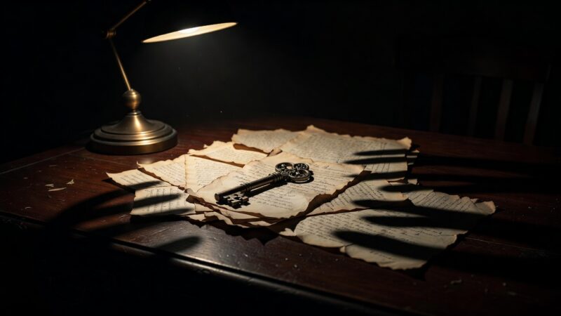 The skeleton key on a desk, representing the weight of knowledge
