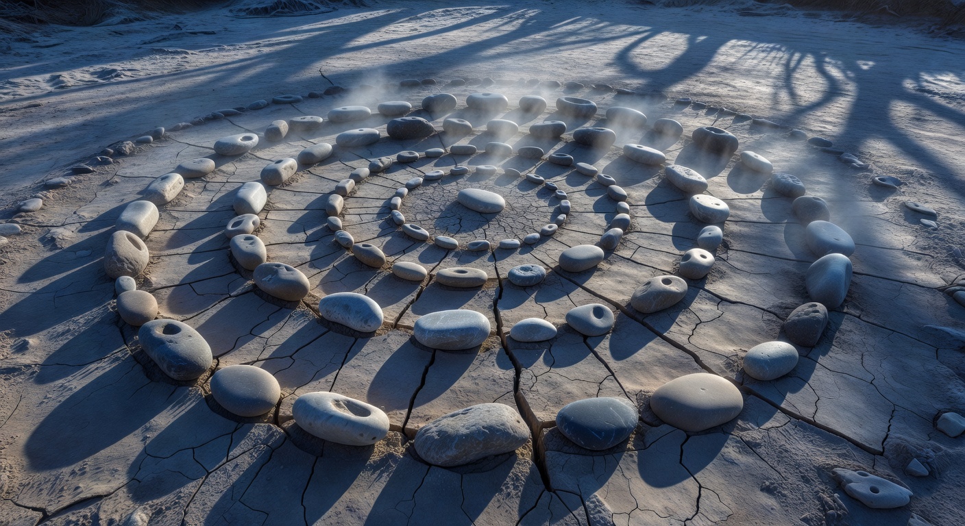 Mysterious stone circles with cracks spreading through the earth beneath them